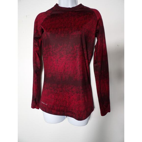 Nike Therma Fit Shirt Small Womens Long Sleeve Red Just Do it Scribble Spell Out - Picture 1 of 11